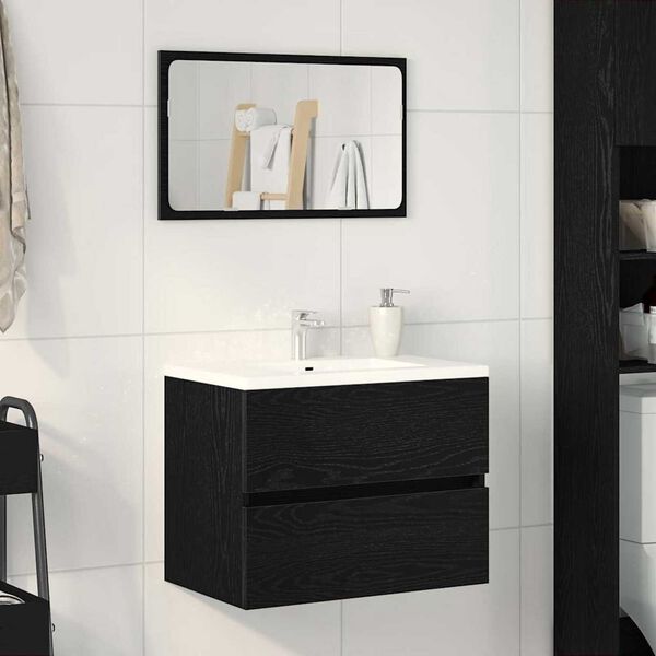 vidaXL Mobile Lavabo Rovere Nero 60x38,5x45 cm in Legno Multistrato