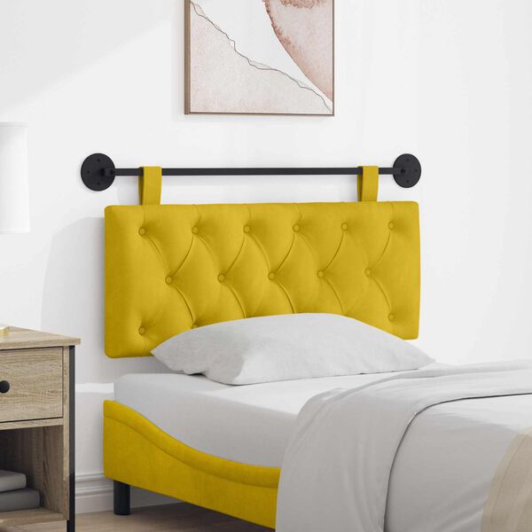vidaXL Testata appesa Giallo 110 x 55 x 7 cm Velluto