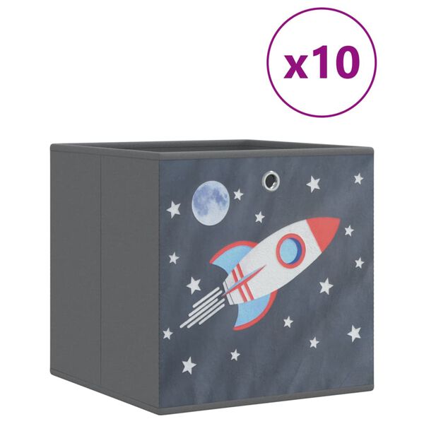 vidaXL Scatole Portaoggetti 10pz Grigio 32x32x32cm Tessuto non Tessuto