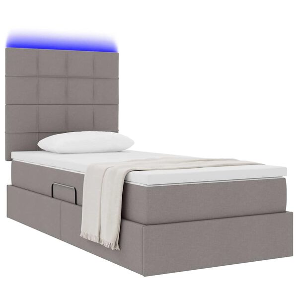 vidaXL Letto con contenitore e LED Talpa 90 x 190 cm Poliestere