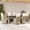 vidaXL Set da Pranzo per Giardino con cuscino 7 pcs Beige polyrattan