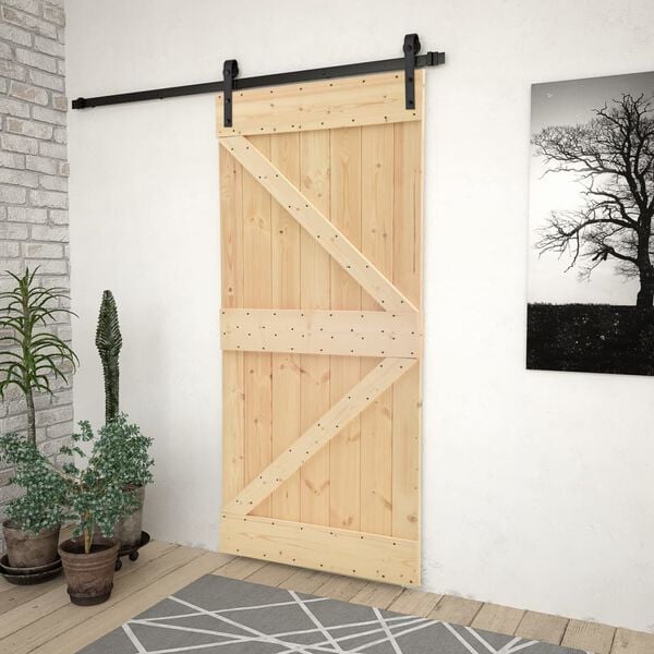 vidaXL Porta Scorrevole con Set Hardware 90x210 cm in Legno di Pino