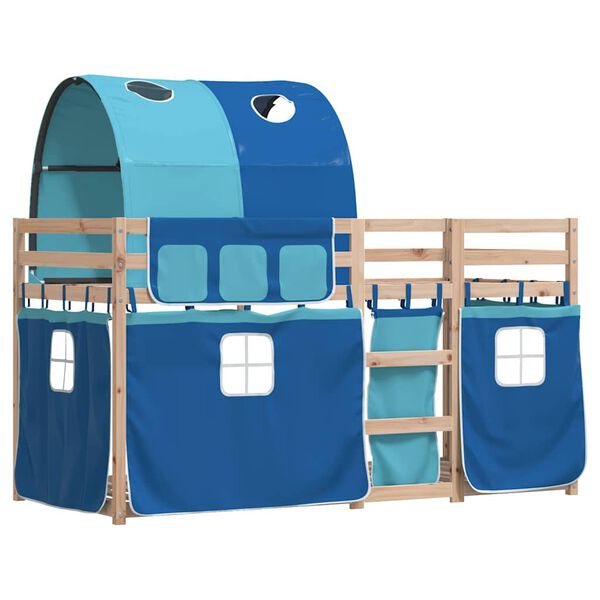 vidaXL Letto a Castello senza Materasso Blu 90x190cm Massello Pino