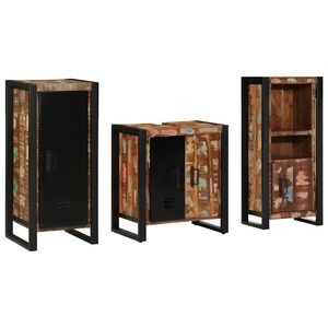 vidaXL Set di mobili per il bagno 3 pz Multicolore e nero