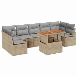 vidaXL Set Divano da Giardino con cuscino 8 pcs Beige e grigio