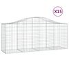 vidaXL Cesti Gabbioni ad Arco 15 pz 200x50x80/100 cm Ferro Zincato
