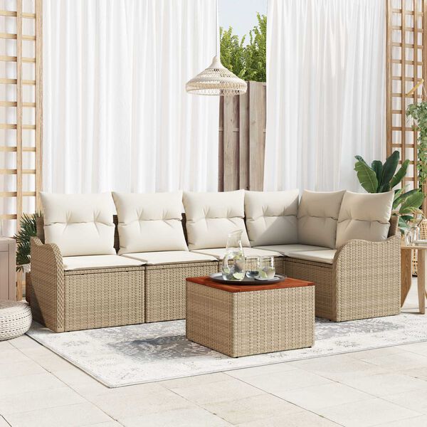 vidaXL Set Divano da Giardino 6 pcs Beige e bianco