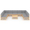 vidaXL Set Salotto Giardino 10pz Cuscini Antracite Legno Massello Pino