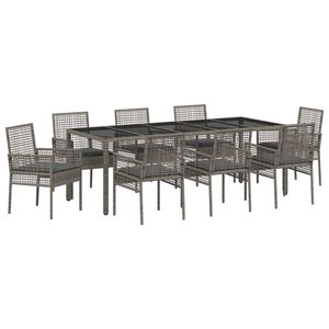vidaXL Set da Pranzo per Giardino 9 pcs Grigio polyrattan
