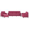 vidaXL Set di Divani 4 pz con Cuscini Rosso Vino in Velluto