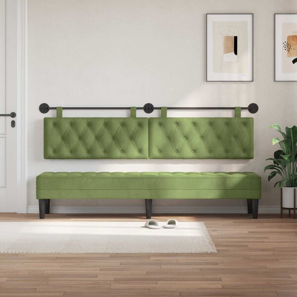 vidaXL Testata appesa Verde chiaro 210 x 55 x 7 cm Velluto