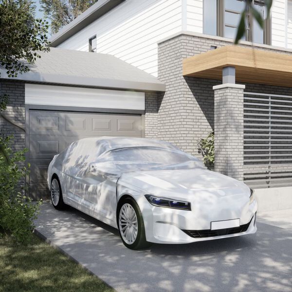 vidaXL Mezza Copertura Auto con Ganci Argento L PEVA