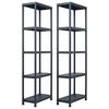 vidaXL Scaffali 2 pz 125 kg 60x30x180 cm Nero in Plastica