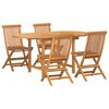 vidaXL Set da Pranzo per Giardino 5 pcs Marrone Legno di teak solido