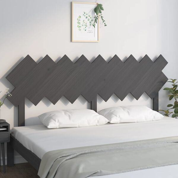 vidaXL Testiera per Letto Grigio178x3x80,5cm in Legno Massello di Pino