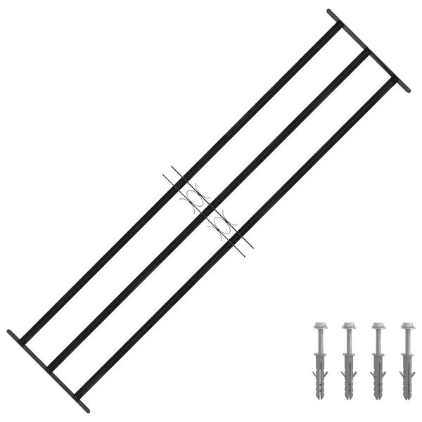 vidaXL Griglia Finestra Nero 174 x 45 cm Acciaio verniciato a polvere