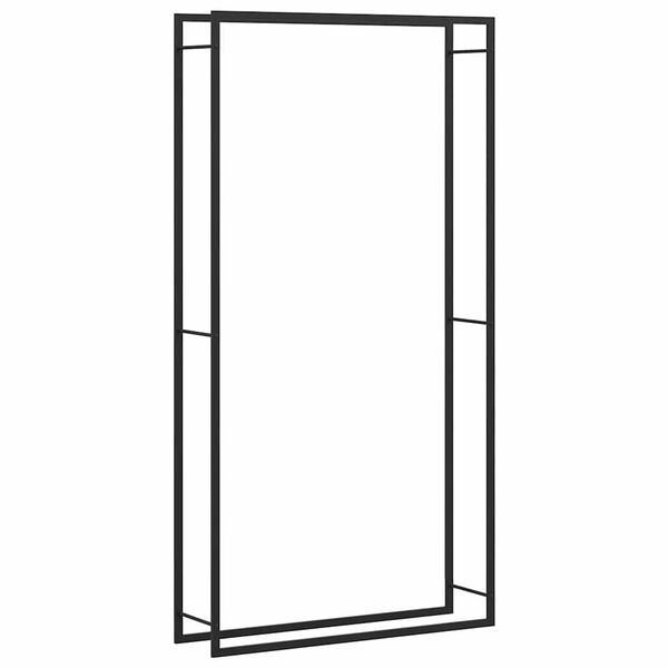 vidaXL Portalegna Nero Opaco 110x28x214 cm in Acciaio