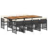 vidaXL Set da Pranzo da Giardino 9 pz con Cuscini Nero in Polyrattan