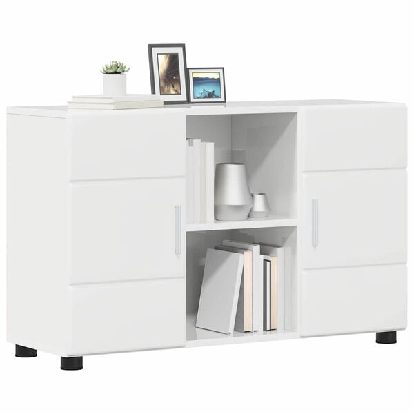 vidaXL Credenza con porta FLORIN Bianco Lucido 88,5 x 30,5 x 55,5 cm