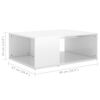 vidaXL Tavolino da Salotto Bianco Lucido 90x67x33 cm Legno Multistrato