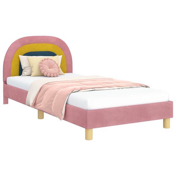 vidaXL Struttura letto bambini con testata Rosa 80 x 200 cm Velluto