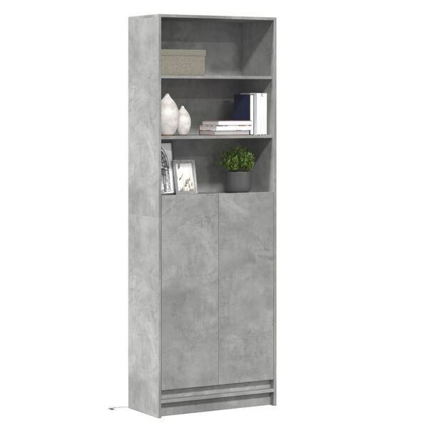 vidaXL Credenza con LED Grigio Cemento 69x32,5x200 cm in Truciolato