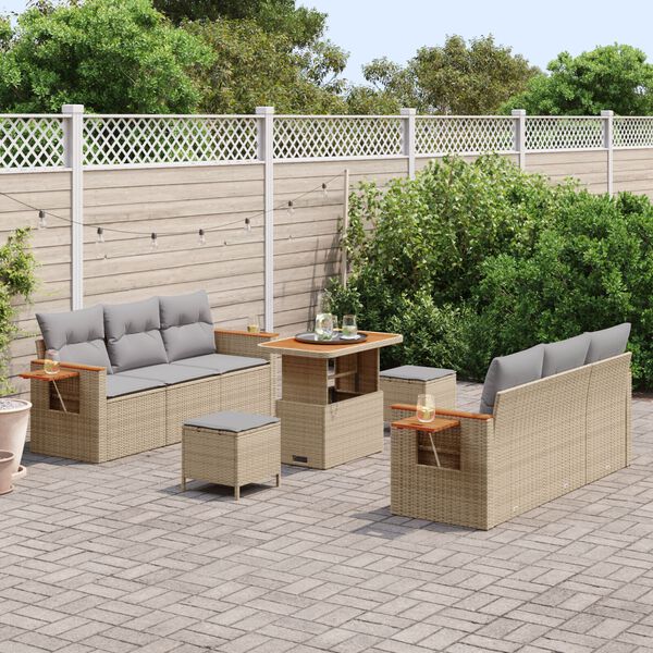 vidaXL Set Divano da Giardino 11 pcs Beige e Grigio Chiaro polyrattan