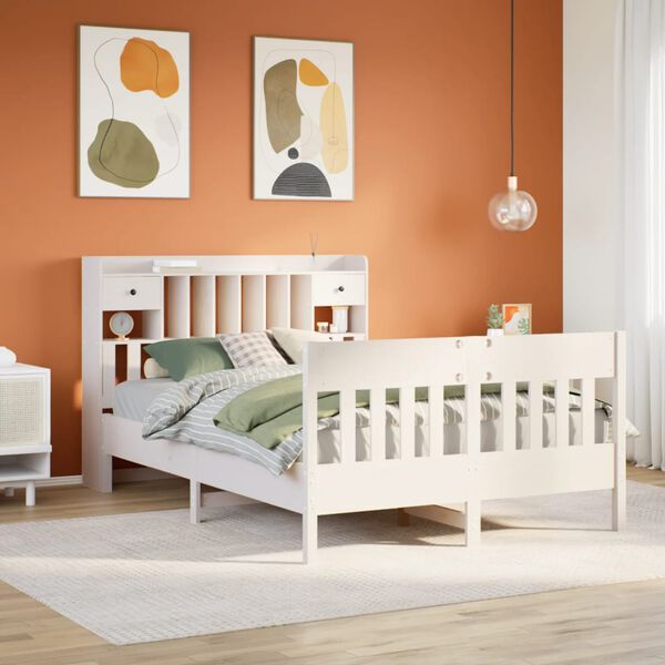 vidaXL Letto senza Materasso Bianco 140x190 cm Legno Massello di Pino