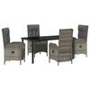 vidaXL Set da Pranzo per Giardino con cuscino 5 pcs Grigio polyrattan