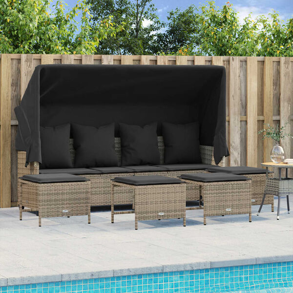 vidaXL Set Divano da Giardino 5 pz con Cuscini Grigio in Polyrattan
