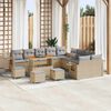 vidaXL Set Divano da Giardino con cuscino 14 pcs Beige polyrattan