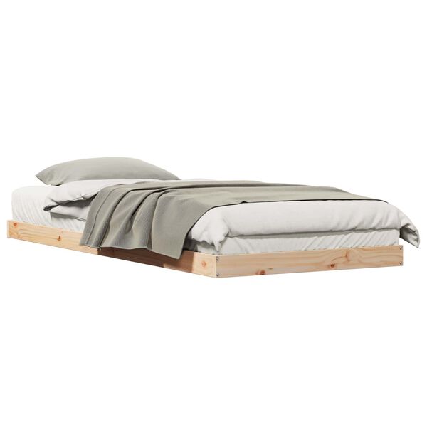 vidaXL Struttura letto a terra Naturale 90 x 210 cm