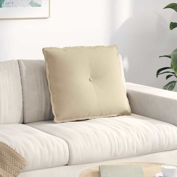 vidaXL Cuscino per Schiena Crema 60 x 50 cm Tessuto in Microfibra