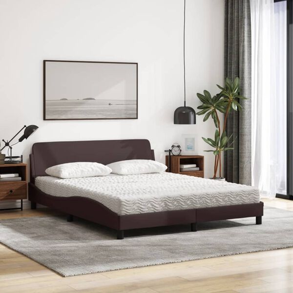 vidaXL Letto con Materasso Dover Marrone Scuro 160x200cm Tessuto
