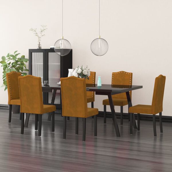 vidaXL Sedie da Pranzo 6 pz Marroni in Velluto