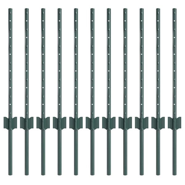vidaXL Palo della recinzione 11 pcs Verde 100 cm Acciaio