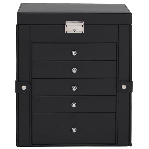 vidaXL Portagioie a 6 Strati con Specchio Chiudibile a Specchio Nero