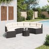 vidaXL Divano Giardino Tavolo e Cuscini Semicircolare Nero Polyrattan