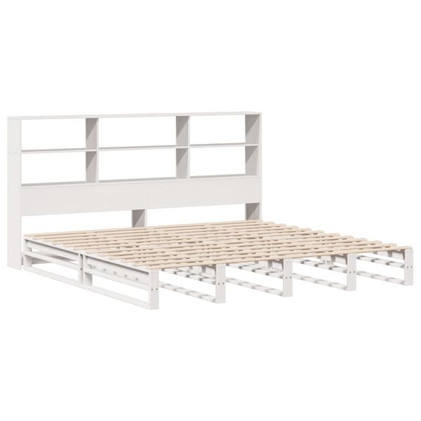 vidaXL Letto Libreria senza Materasso Bianco 180x200 cm Legno Massello