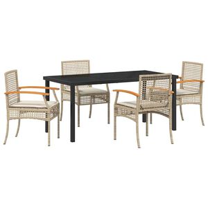 vidaXL Set da Pranzo per Giardino 5 pcs Beige polyrattan