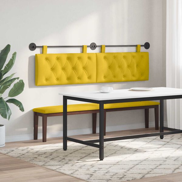 vidaXL Testata appesa Giallo 190 x 55 x 7 cm Velluto