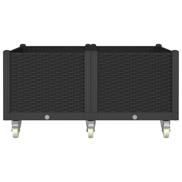 vidaXL Fioriera da Giardino con Ruote Nera 100x80x54 cm in PP