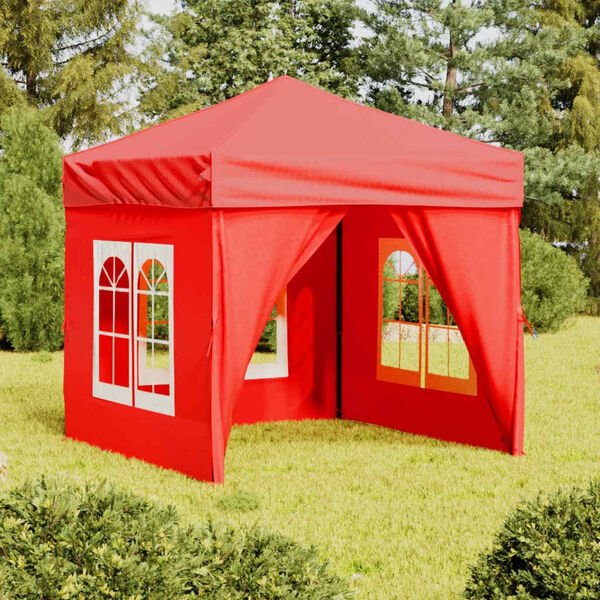 vidaXL Tenda per Feste Pieghevole con Pareti Laterali Rosso 2x2 m