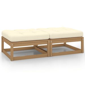 vidaXL Poggiapiedi da Giardino e Cuscini 2 pz Marrone ambra Legno Pino