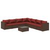 vidaXL Set Divani da Giardino 8 pz con Cuscini in Polyrattan Marrone