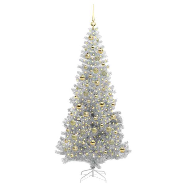 vidaXL Albero di Natale con 300 LED con supporto Argento 210 cm PET