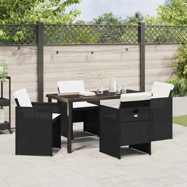vidaXL Set da Pranzo per Giardino 5 pcs Nero polyrattan