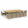 vidaXL Set da Pranzo da Giardino 11 pz con Cuscini in Polyrattan Beige