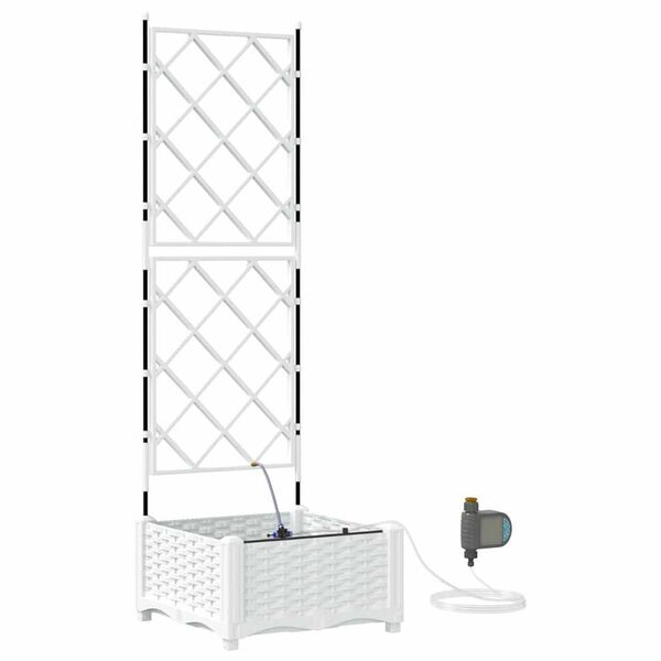 vidaXL Vaso da giardino Bianco 40 x 40 x 126 cm Acciaio