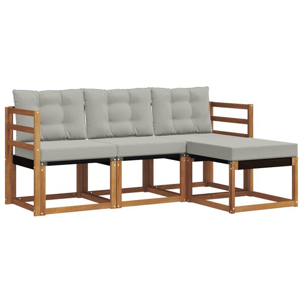 vidaXL Set di divani da esterno 4 pcs Grigio Naturale e Chiaro